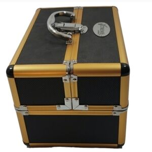 Xtreme Makeup Professional empty Metal Box Organizer Black/Gold New w/defects.
